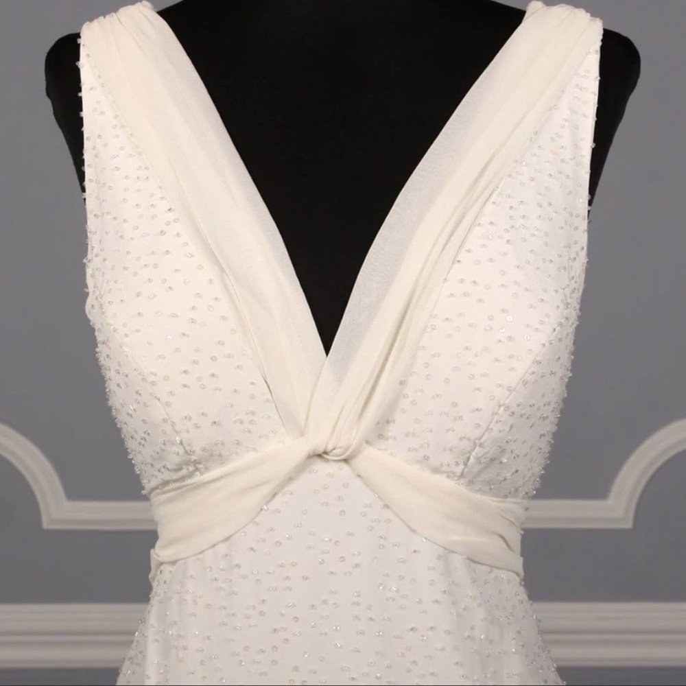 NICOLE MILLER BRIDAL Bianca Beaded Silk Sleeveless Sexy Wedding Dress Gown 6